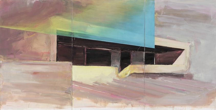 André Deloar: Displacement v2, 2017, acrylic and oil on canvas, 190 x 400 cm

